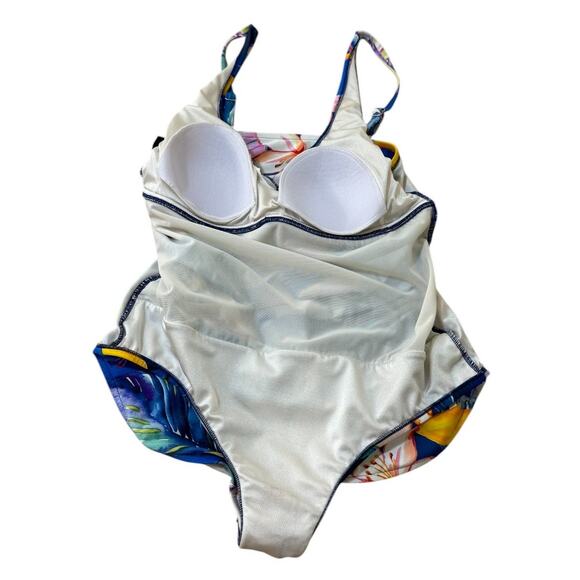 Maxine of Hollywood Swimsuit‎ Women 10 Blue One Piece Beach Tropical Vacation - Picture 5 of 8